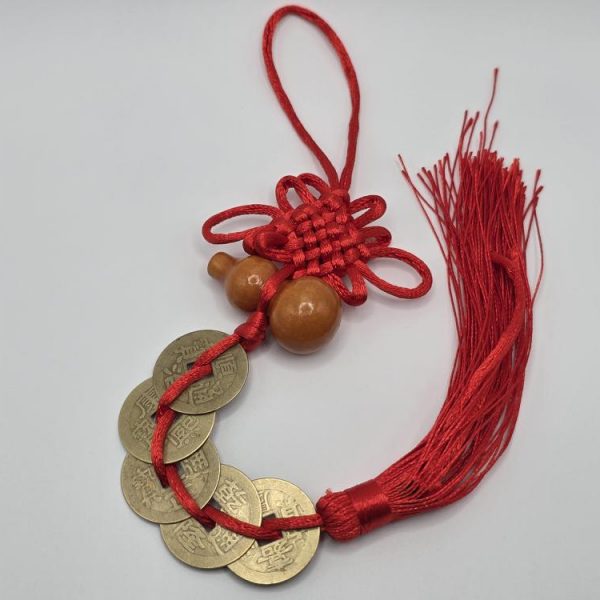 Colgador Hilo Rojo Monedas de la Suerte Feng Shui
