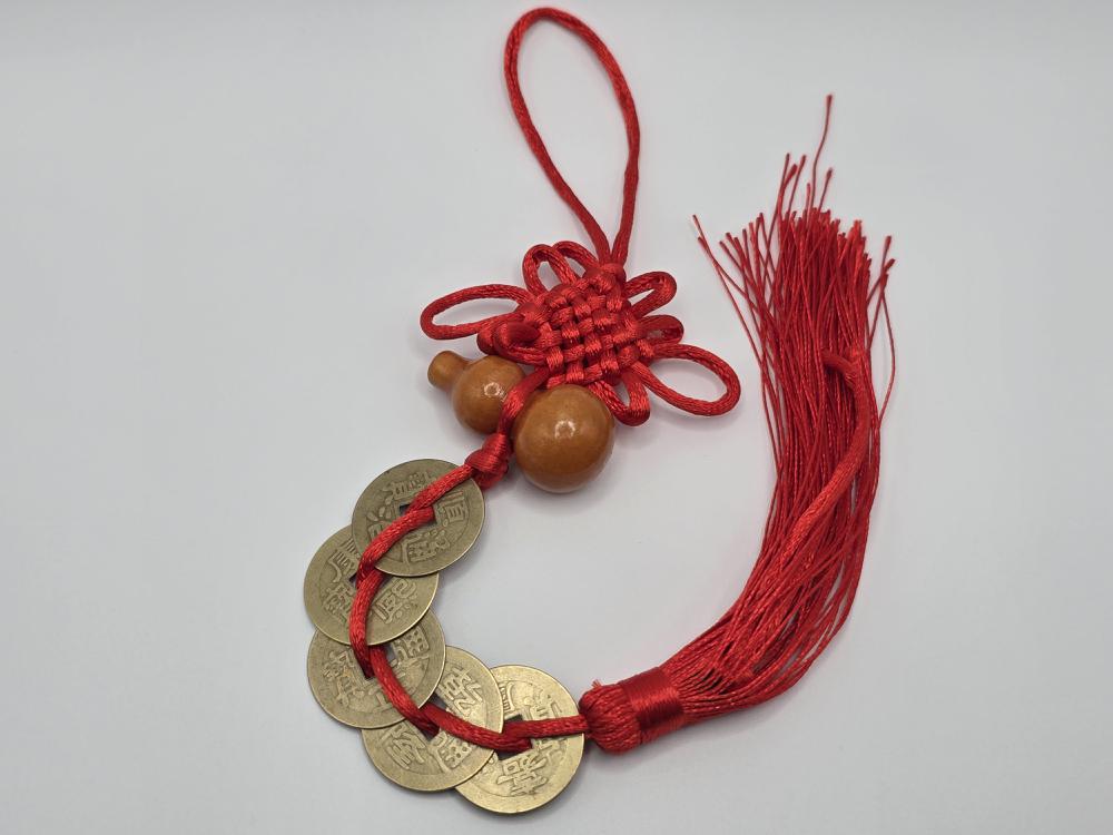 Colgador Hilo Rojo Monedas de la Suerte Feng Shui