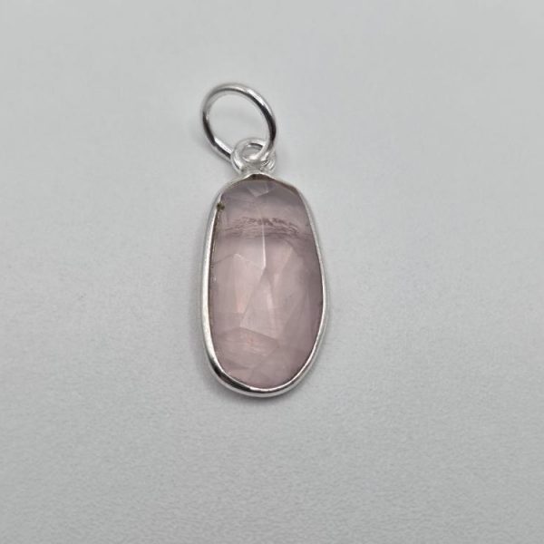 Colgante Cuarzo Rosa Facetado Plata de Ley