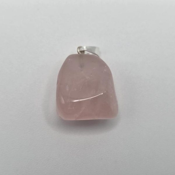 Colgante Cuarzo Rosa Rodado Plata de Ley
