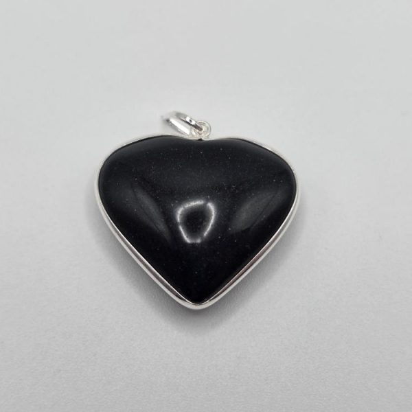 Colgante Obsidiana Negra Corazón Plata de Ley