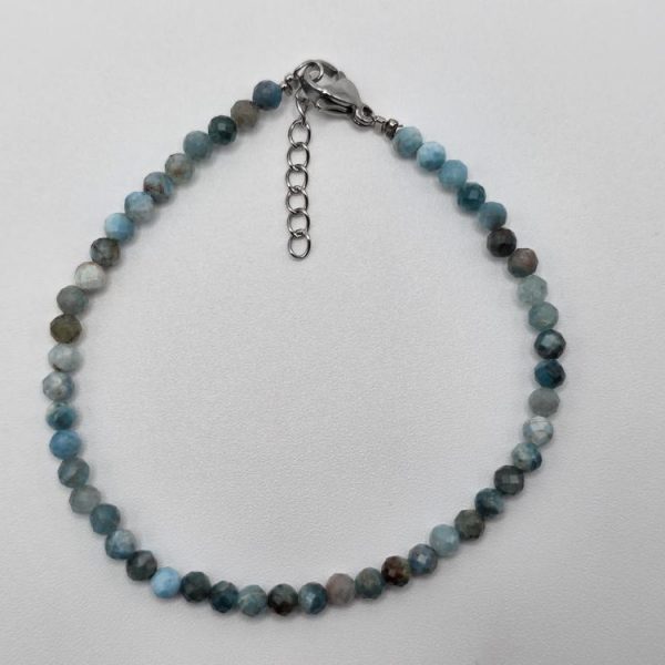Pulsera Apatito Azul Facetada Con Cierre En Acero 