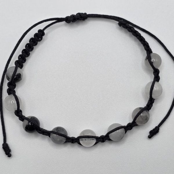 Pulsera Cuarzo Turmalina Negra Bola 6mm Ajustable