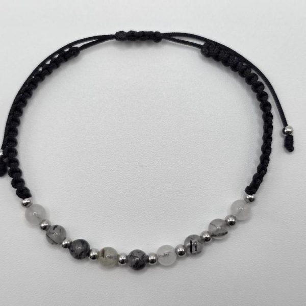 Pulsera Cuarzo con Turmalina Negra Bola 4mm
