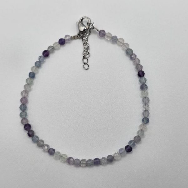 Pulsera Fluorita Facetada Con Cierre En Acero Inox