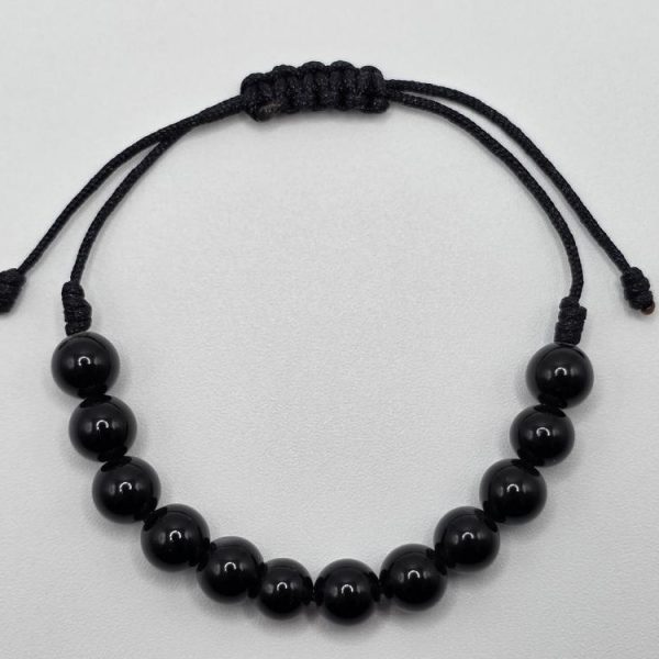 Pulsera Obsidiana Negra Bola 6mm Ajustable