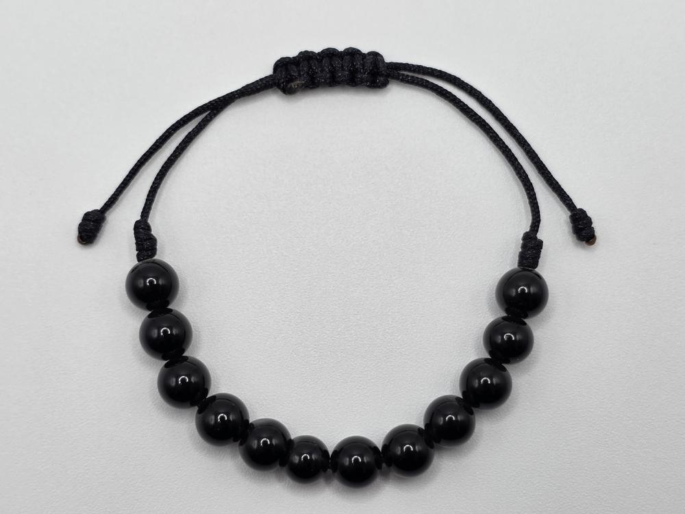 Pulsera Obsidiana Negra Bola 6mm Ajustable