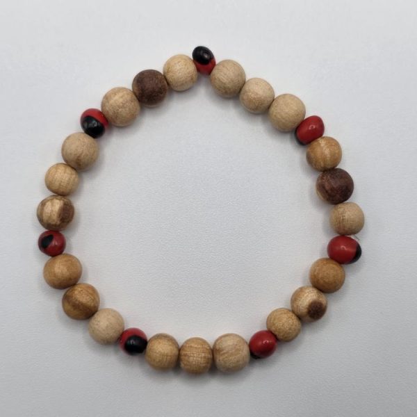 Pulsera Palo Santo y Semillas Huayruro Bola 6mm