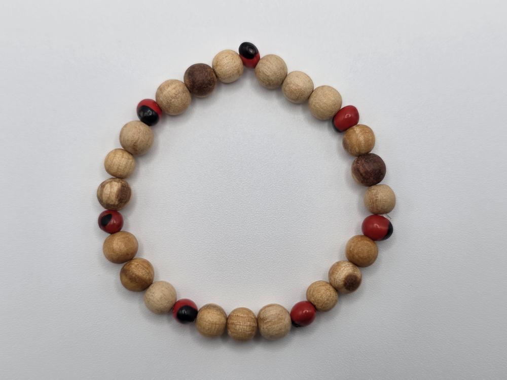 Pulsera Palo Santo y Semillas Huayruro Bola 6mm