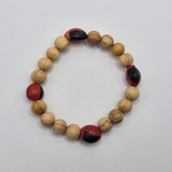 Pulsera Palo Santo y Semillas Huayruro Bola 8mm
