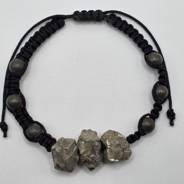Pulsera Pirita Cúbica y Perlas Naturales Irregular