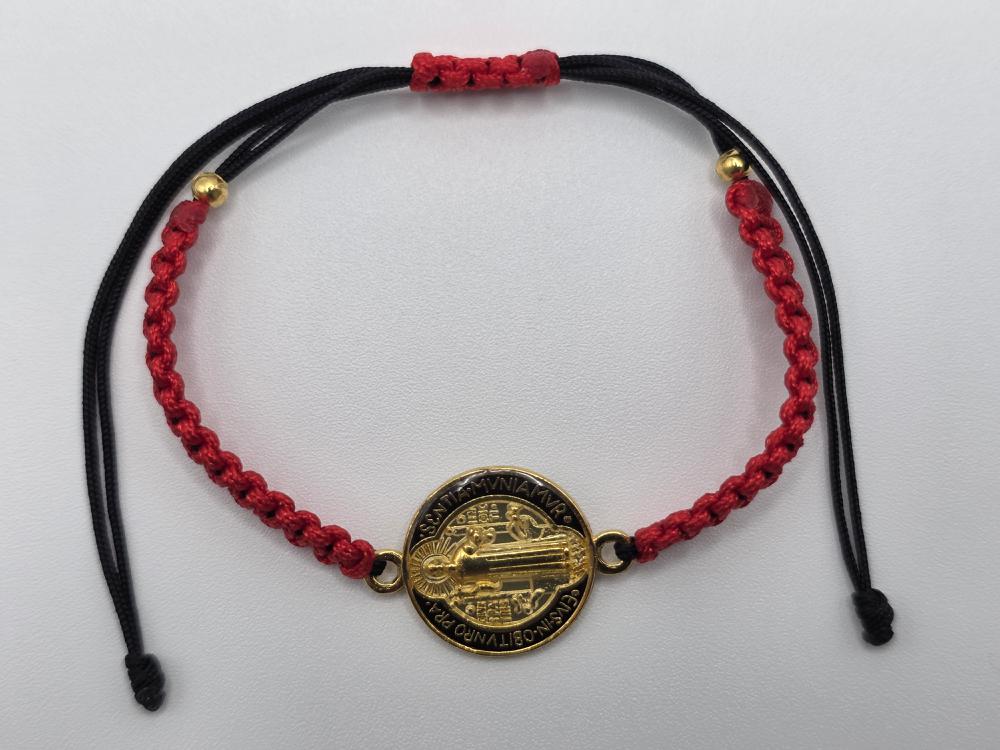 Pulsera San Benito Negra y Roja Ajustable