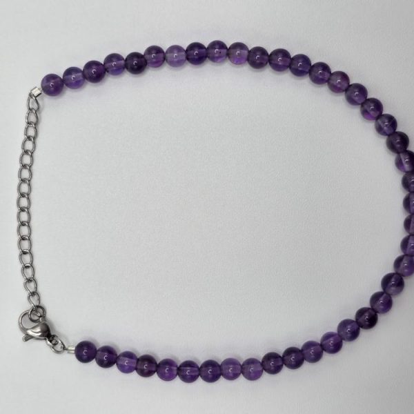 Pulsera Tobillera Amatista Bola 4mm