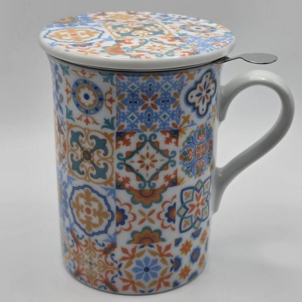 Taza Té Mandala Flores
