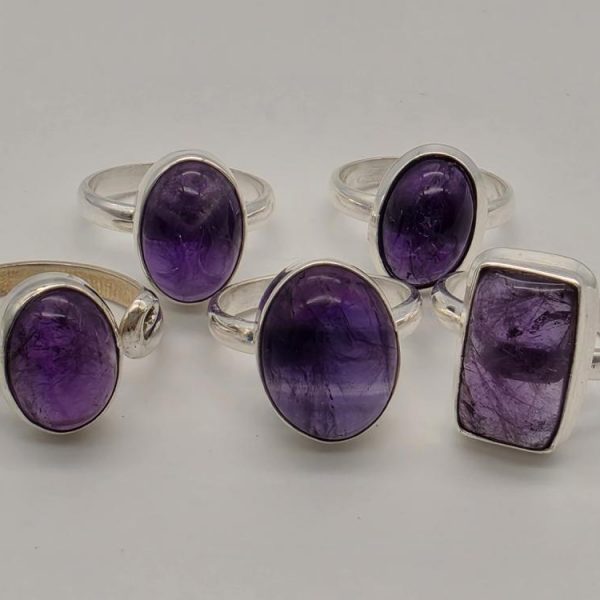 Anillo Amatista Forma Libre Ajustable Plata de Ley