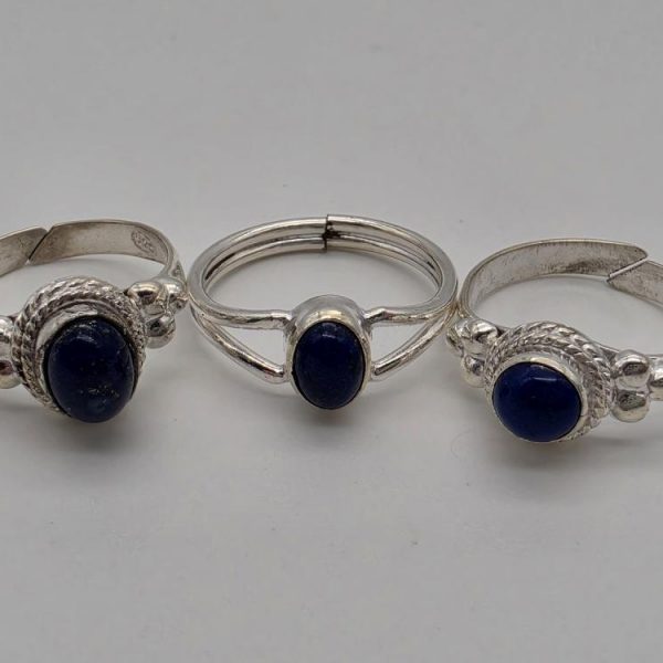 Anillo Lapislázuli Ajustable Plata de Ley