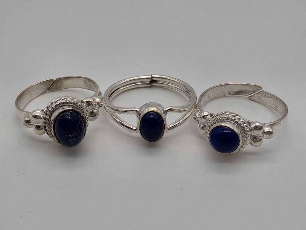 Anillo Lapislázuli Ajustable Plata de Ley