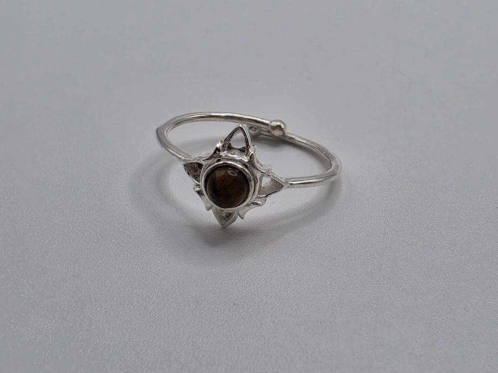 Anillo Nudo de Bruja y Ojo de Tigre Plata de Ley