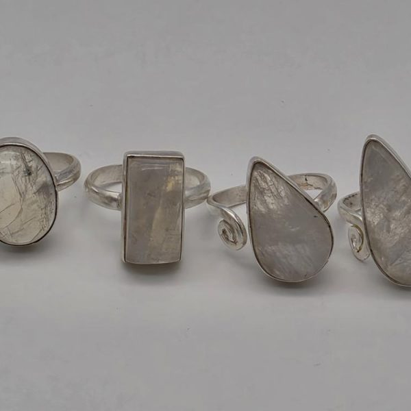 Anillo Piedra Luna Ajustable Plata de Ley