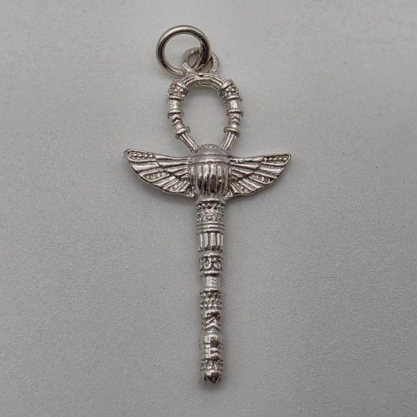 Colgante Cruz Ankh Escarabajo Plata de Ley