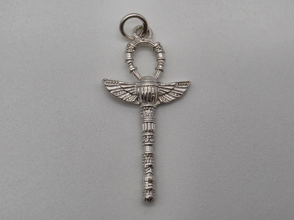 Colgante Cruz Ankh Escarabajo Plata de Ley