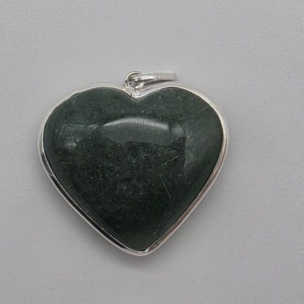 Colgante Cuarzo Verde Forma Corazón Plata de Ley
