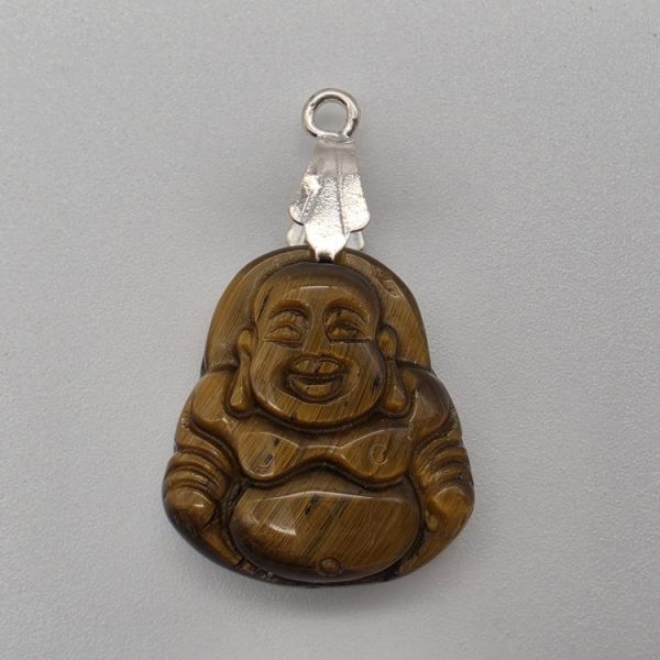 Colgante Ojo de Tigre Forma de Buda Plata de Ley