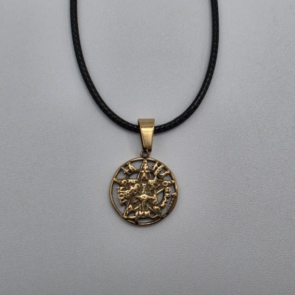 Colgante Tetragramaton 3D Acero Inoxidable Dorado