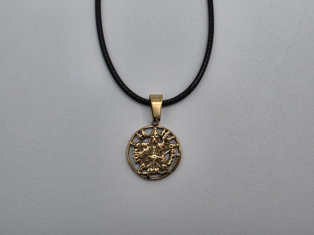Colgante Tetragramaton 3D Acero Inoxidable Dorado