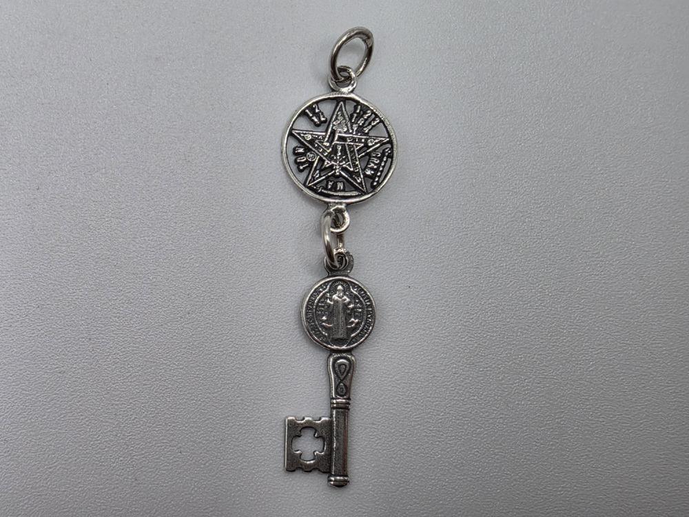 Colgante Tetragramaton-Llave San Benito Plata Ley