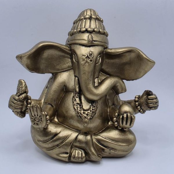 Figura Ganesha de Resina Dorada 110x120x70mm