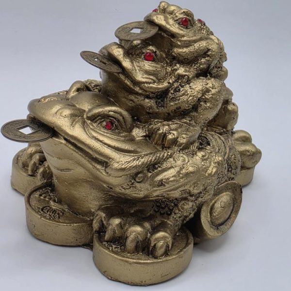 Figura Triple Rana de la Prosperidad 75x85x95mm
