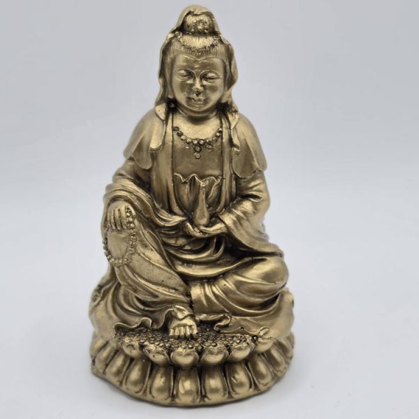 Figura de Guanyin Resina Dorado 100x55mm