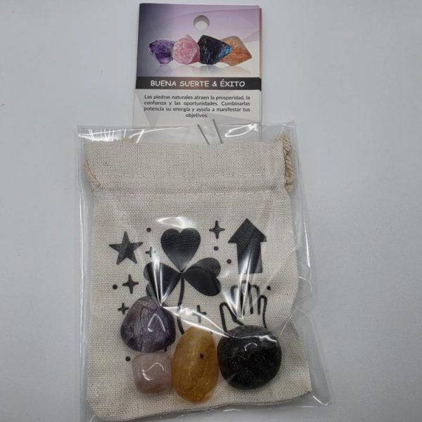 Juego de Piedras Buena Suerte y Éxito con Bolsa