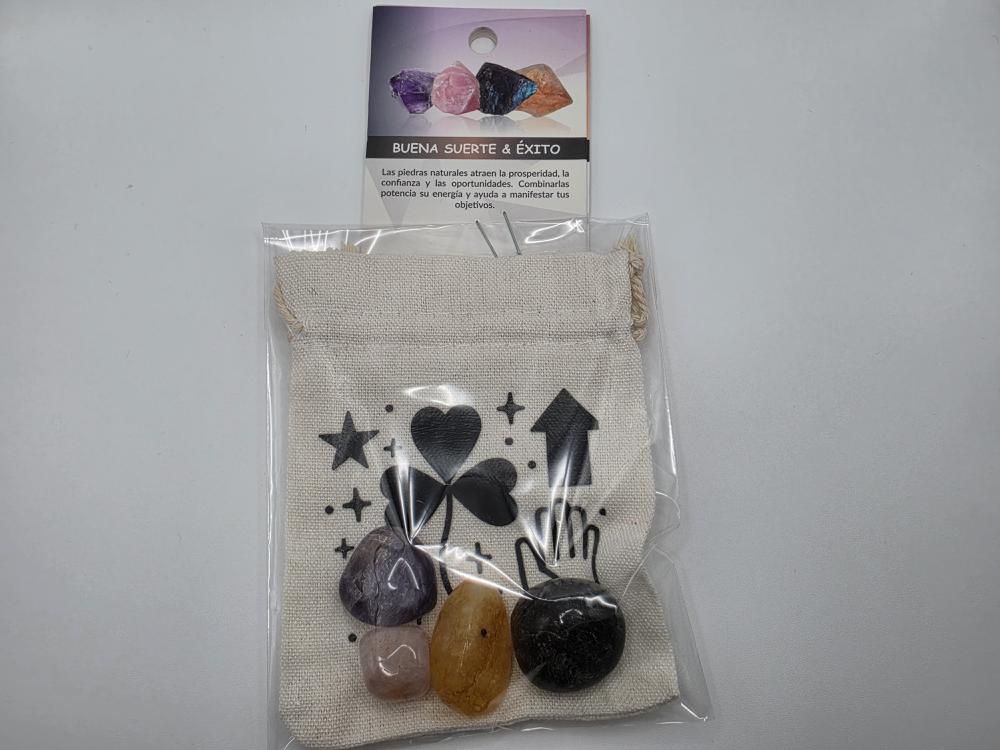 Juego de Piedras Buena Suerte y Éxito con Bolsa