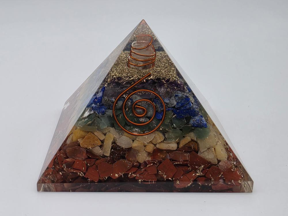 Pirámide Orgonita 7 Chakras y Espiral de Cobre