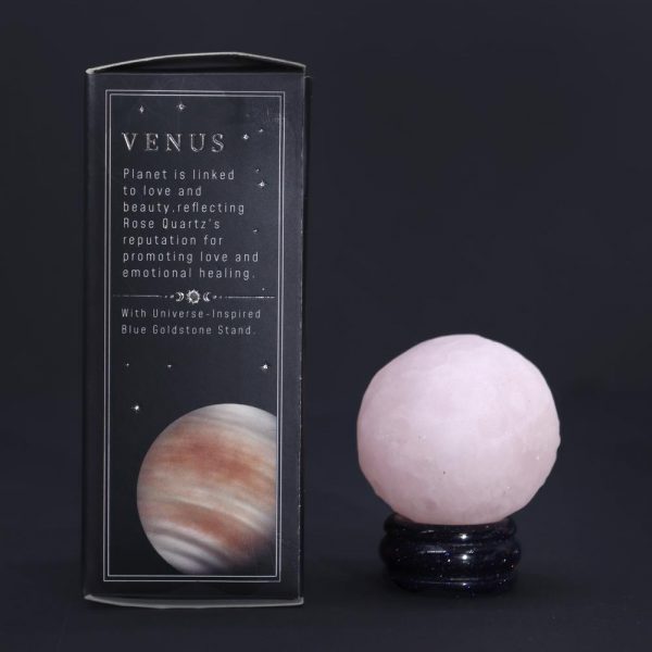 Planeta Cuarzo Rosa-Venus Esfera con Soporte Solar