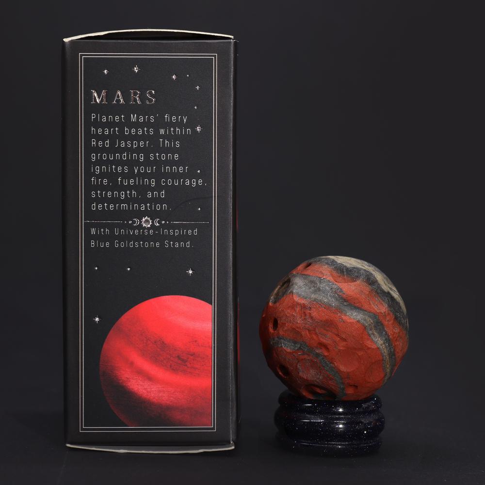 Planeta Jaspe Rojo-Marte Esfera con Soporte Solar