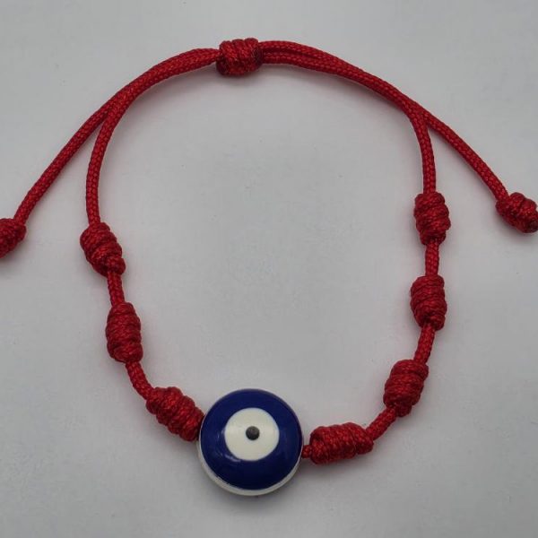 Pulsera 7 Nudos con Ojo Turco Borde Metálico