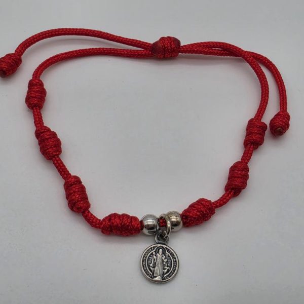 Pulsera 7 Nudos con San Benito Plata de Ley