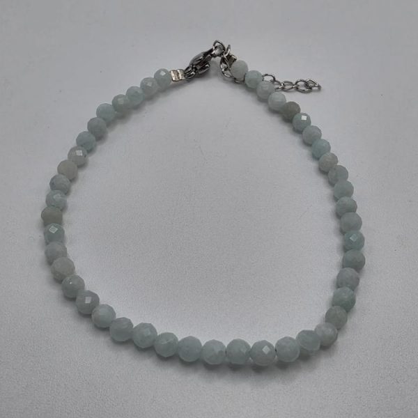 Pulsera Aguamarina Facetada con Cierre Acero