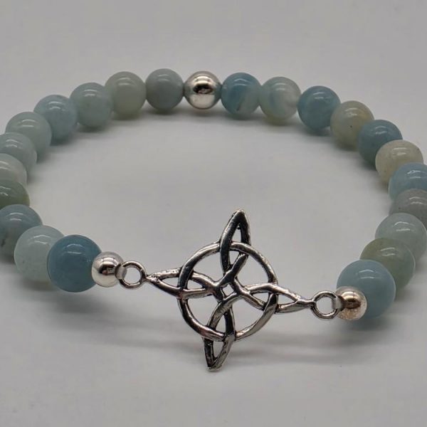 Pulsera Amazonita Con Nudo de Bruja En Plata de Le