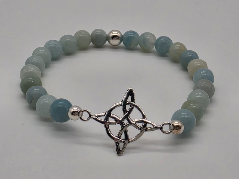 Pulsera Amazonita Con Nudo de Bruja En Plata de Le