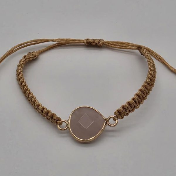 Pulsera Cuarzo Rosa Facetado Ajustable