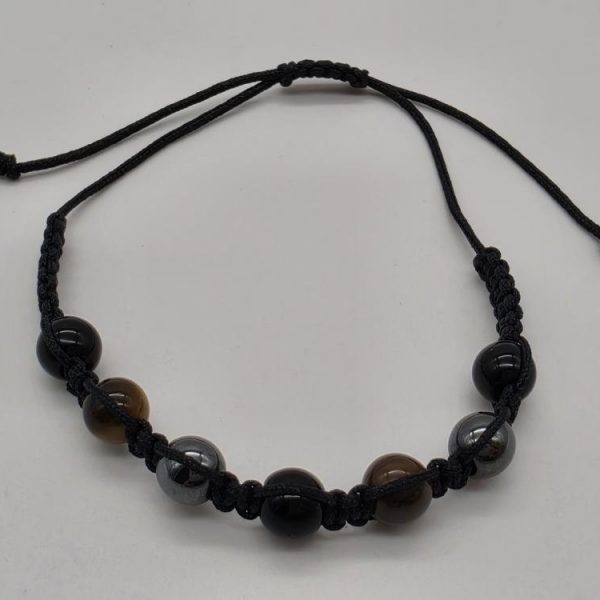 Pulsera Hematite-Ojo de Tigre-Obsidiana Ajustable