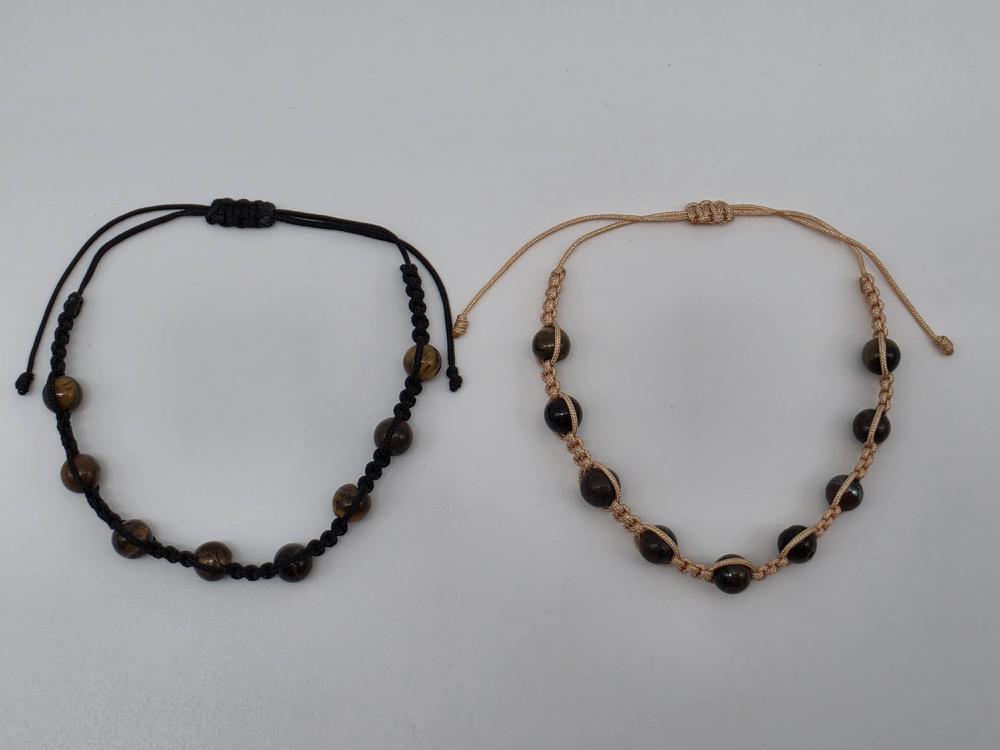Pulsera Ojo de Tigre Bola 6mm Ajustable
