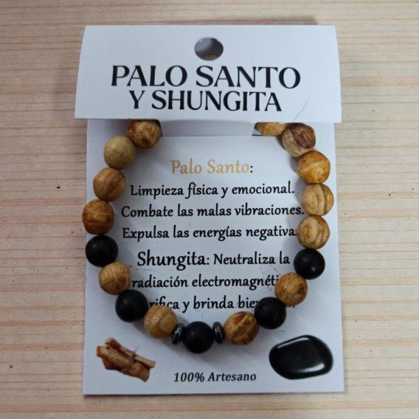 Pulsera Palo Santo y Shungita Bola 8mm