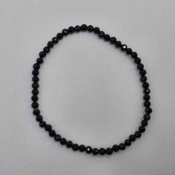 Pulsera Turmalina Negra Facetada Bola 4mm