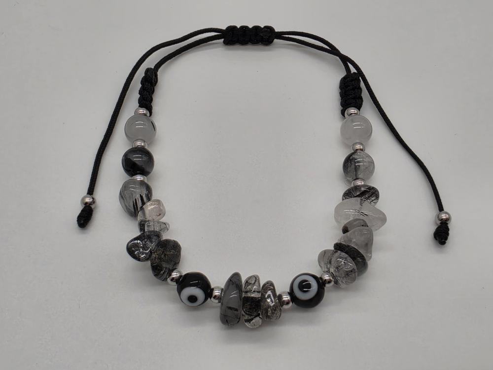 Pulsera Cuarzo Turmalinado Ojo Turco Negro