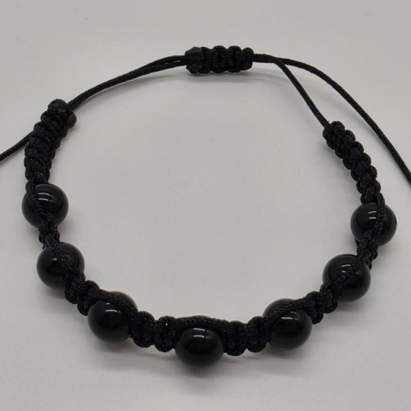 Pulsera Obsidiana Dorada Bola 6mm Ajustable